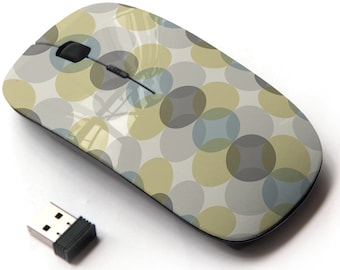 Mid Century Modern 1950S Retro Style Pattern Print - Wireless Mouse, 2.4G Portable Optical Mouse with Nano USB Receiver for Kids, Children.