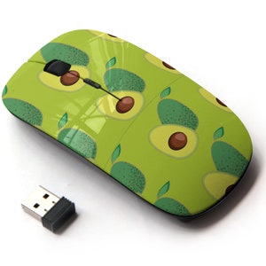 Avocado Icons Pattern Print - Ratón inalámbrico, ratón óptico portátil 2.4G con receptor Nano USB para niños, niños.
