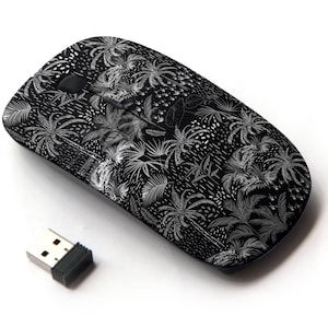 Patrón tropical monótono oscuro - ratón inalámbrico, ratón óptico portátil 2.4G con receptor Nano USB para niños, niños.
