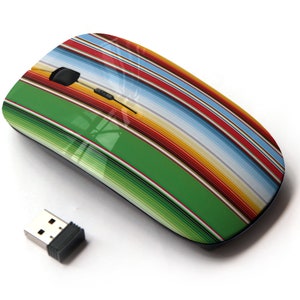 Patrón de rayas de manta - Ratón inalámbrico, ratón óptico portátil 2.4G con receptor Nano USB para niños, niños.