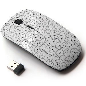 Lindo y divertido oso polar en patrón de impresión: mouse inalámbrico, mouse óptico portátil 2.4G con receptor Nano USB para niños, niños.