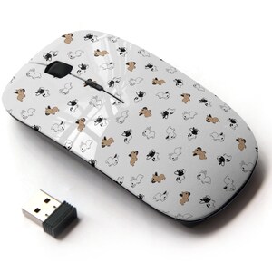 Lindo perrito francés Bulldog Icon Pattern Print - Ratón inalámbrico, ratón óptico portátil 2.4G con receptor Nano USB para niños, niños.