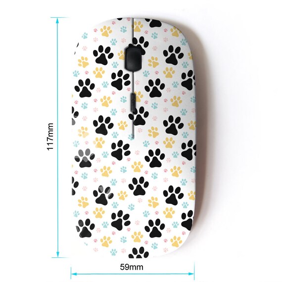 Cute Dog Paw Print Pattern Wireless Mouse 2.4G Portable Optical Mouse with Nano USB Receiver for Kids Children