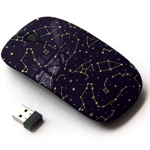Beautiful Constellations Stars Pattern Print - Ratón inalámbrico, ratón óptico portátil 2.4G con receptor Nano USB para niños, niños.