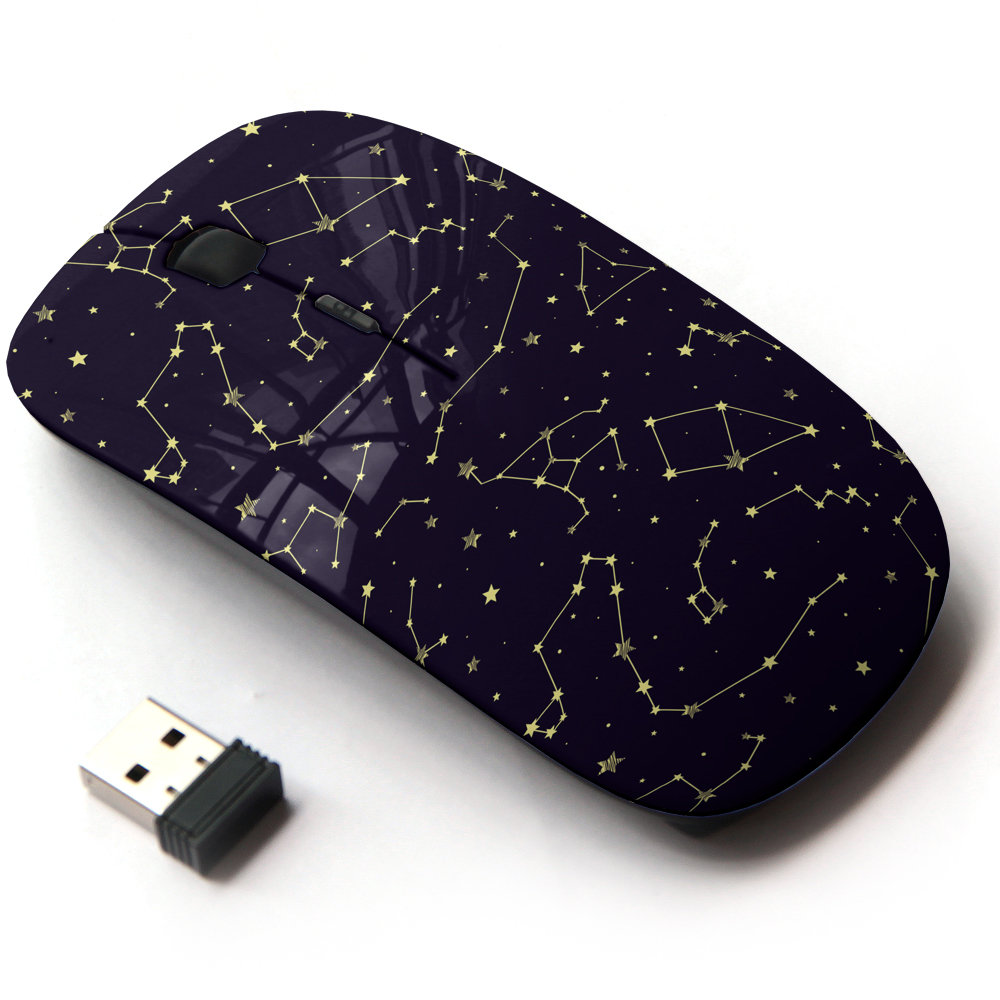 Beautiful Constellations Stars Pattern Print - Wireless Mouse, 2.4G Portable Optical Mouse with Nano USB Receiver for Kids, Children.