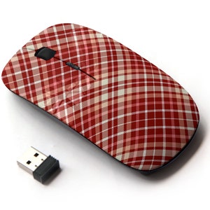 Tartan Plaid Stripes Pattern - Ratón inalámbrico, ratón óptico portátil 2.4G con receptor Nano USB para niños, niños.