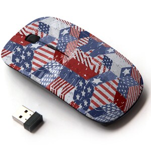 Watercolor USA Flag Pattern Print - Ratón inalámbrico, ratón óptico portátil 2.4G con receptor Nano USB para niños, niños.