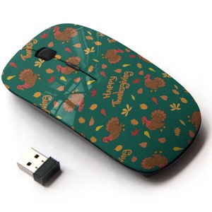 Turkey Autumn Icons Print - Ratón inalámbrico, ratón óptico portátil 2.4G con receptor Nano USB para niños, niños.