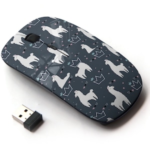 Lovely Llamas Cute Hipster Icons Print - Ratón inalámbrico, ratón óptico portátil 2.4G con receptor Nano USB para niños, niños.