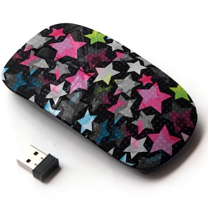 Grunge Stars Pattern - Ratón inalámbrico, ratón óptico portátil 2.4G con receptor Nano USB para niños, niños.