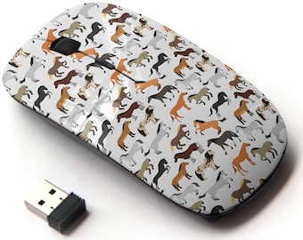 Cute Horse Pattern - Wireless Mouse, 2.4G Portable Optical Mouse with Nano USB Receiver for Kids, Children.