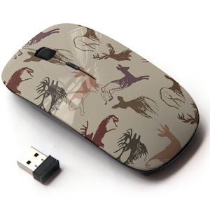Deer Doe Autumn Icons Pattern Print - Ratón inalámbrico, ratón óptico portátil 2.4G con receptor Nano USB para niños, niños.