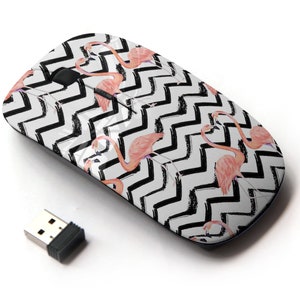 Exotic Flamingo Icons Pattern Print - Ratón inalámbrico, ratón óptico portátil 2.4G con receptor Nano USB para niños, niños.