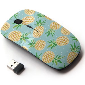Patrón de piña - Ratón inalámbrico, ratón óptico portátil 2.4G con receptor Nano USB para niños, niños.