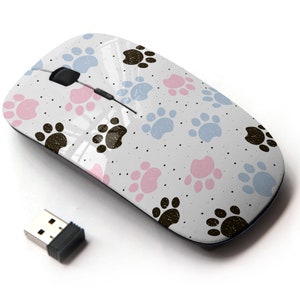 Colorido perros Patas Iconos Imprimir - Ratón inalámbrico, ratón óptico portátil 2.4G con receptor Nano USB para niños, niños.