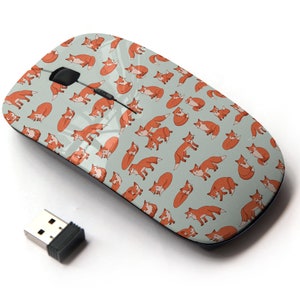 Beautiful Forest Fox Icons Print - Ratón inalámbrico, ratón óptico portátil 2.4G con receptor Nano USB para niños, niños.