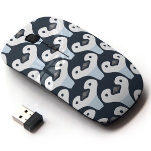Lindo patrón de impresión de bebés pingüinos: mouse inalámbrico, mouse óptico portátil 2.4G con receptor Nano USB para niños, niños.
