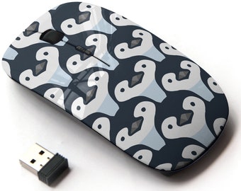 Cute Penguin Babies Print Pattern - Wireless Mouse, 2.4G Portable Optical Mouse with Nano USB Receiver for Kids, Children.