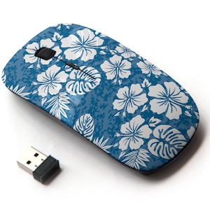 Patrón de flores hawaianas Aloha - Ratón inalámbrico, ratón óptico portátil 2.4G con receptor Nano USB para niños, niños.