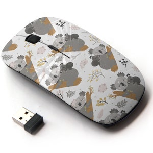 Lindo patrón de impresión de koala: mouse inalámbrico, mouse óptico portátil 2.4G con receptor Nano USB para niños, niños.