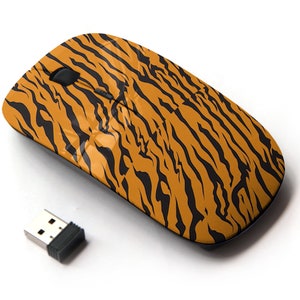 Stripe Animals Jungle Tiger Fur Pattern - Ratón inalámbrico, ratón óptico portátil 2.4G con receptor Nano USB para niños, niños.