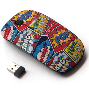 Retro Pop Art Comic Shout Pattern - Ratón inalámbrico, ratón óptico portátil 2.4G con receptor Nano USB para niños, niños.