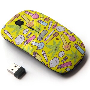 Doodle Weed Cartoon Pattern - Ratón inalámbrico, ratón óptico portátil 2.4G con receptor Nano USB para niños, niños.