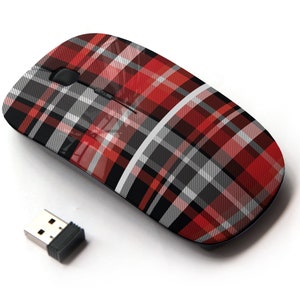 Patrón de tela Tartan Plaid - Ratón inalámbrico, ratón óptico portátil 2.4G con receptor Nano USB para niños, niños.