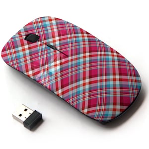 Tartan Plaid Checkered Pattern - Ratón inalámbrico, ratón óptico portátil 2.4G con receptor Nano USB para niños, niños.