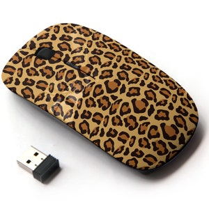 Leopard Animal Pattern Print - Ratón inalámbrico, ratón óptico portátil 2.4G con receptor Nano USB para niños, niños.