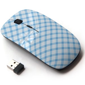 Acuarela Geométrica Diagonal Gingham Pattern Print - Ratón inalámbrico, ratón óptico portátil 2.4G con receptor Nano USB para niños, niños.