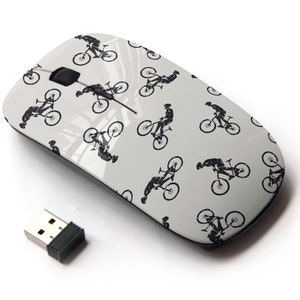 Bike Bikers Icons Pattern Print - Ratón inalámbrico, ratón óptico portátil 2.4G con receptor Nano USB para niños, niños.