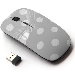 Polka Dot On Grey Pattern - Ratón inalámbrico, ratón óptico portátil 2.4G con receptor Nano USB para niños, niños.