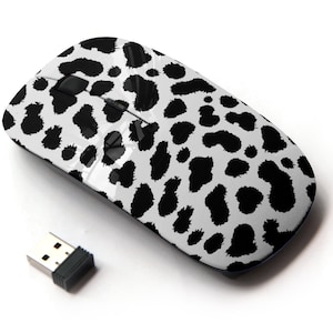 Cow Animal Texture Pattern Print - Ratón inalámbrico, ratón óptico portátil 2.4G con receptor Nano USB para niños, niños.
