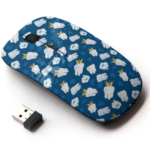 Doodle Style Teeth Icons Print - Ratón inalámbrico, ratón óptico portátil 2.4G con receptor Nano USB para niños, niños.