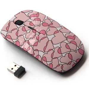 Doodle Hearts Pattern - Ratón inalámbrico, ratón óptico portátil 2.4G con receptor Nano USB para niños, niños.
