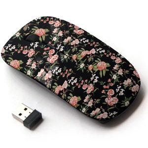Hermoso patrón de flores - ratón inalámbrico, ratón óptico portátil 2.4G con receptor Nano USB para niños, niños.