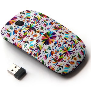Patrón de estilo otomí mexicano - Ratón inalámbrico, ratón óptico portátil 2.4G con receptor Nano USB para niños, niños.