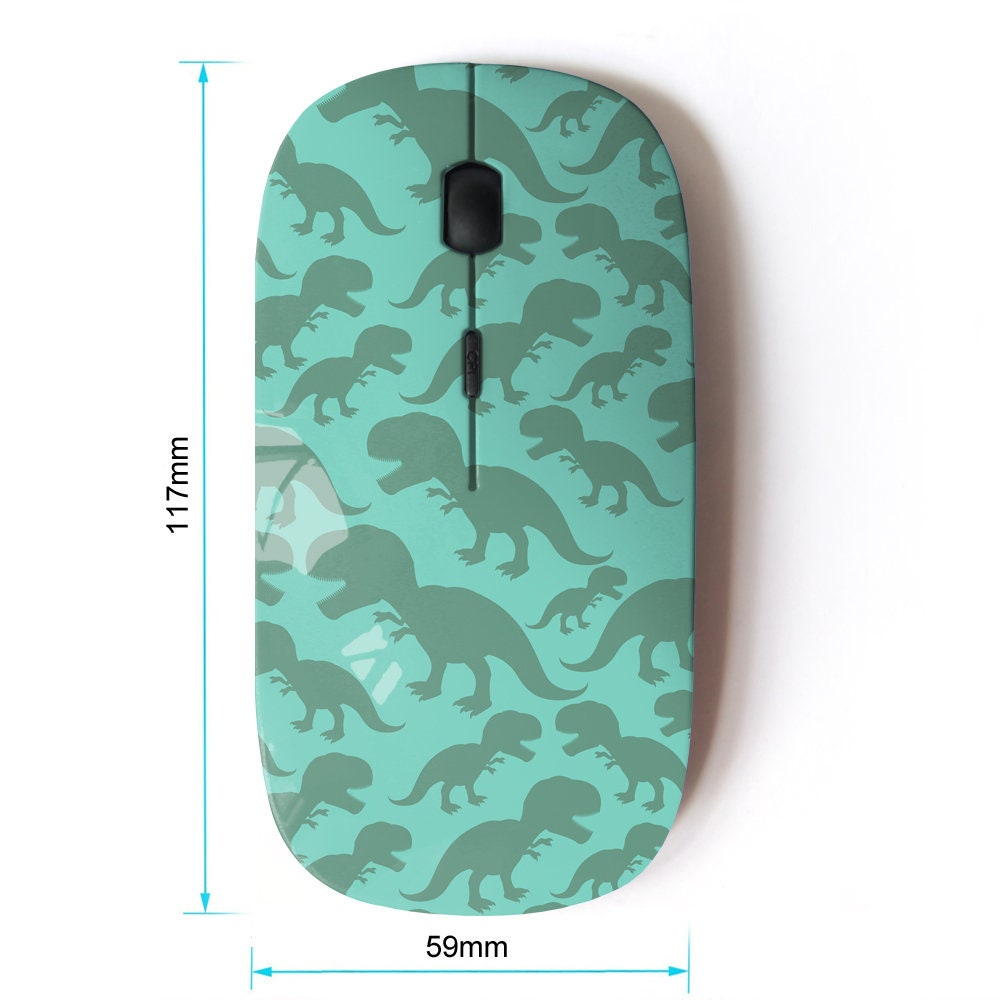 Dinosaur Dino Texture Icons Pattern Print Wireless Mouse, 2.4G Portable ...