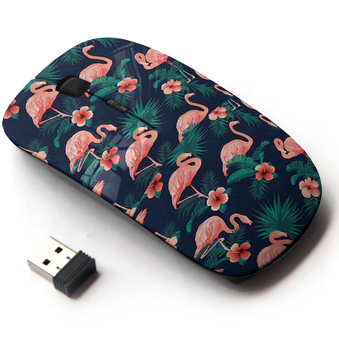 Beautiful Flamingo Bird Flowers Print Pattern - Wireless Mouse, 2.4G ...