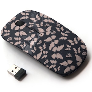 Hermosas mariposas en patrón - ratón inalámbrico, ratón óptico portátil 2.4G con receptor Nano USB para niños, niños.