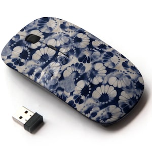 Patrón de motivo floral Shibori - Ratón inalámbrico, ratón óptico portátil 2.4G con receptor Nano USB para niños, niños.