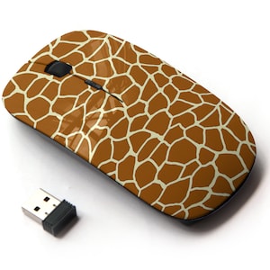 Patrón de piel de jirafa - ratón inalámbrico, ratón óptico portátil 2.4G con receptor Nano USB para niños, niños.