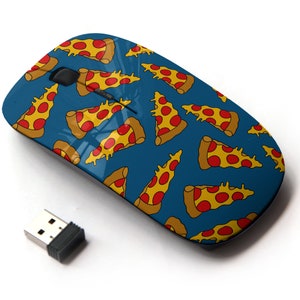 Patrón pizza Doodle - Ratón inalámbrico, ratón óptico portátil 2.4G con receptor Nano USB para niños, niños.