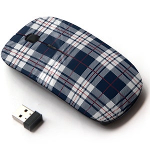 Blue White Tartan Plaid Scottish Pattern Print - Ratón inalámbrico, ratón óptico portátil 2.4G con receptor Nano USB para niños, niños.