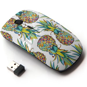 Colorido lindo patrón de piña - ratón inalámbrico, ratón óptico portátil 2.4G con receptor Nano USB para niños, niños.