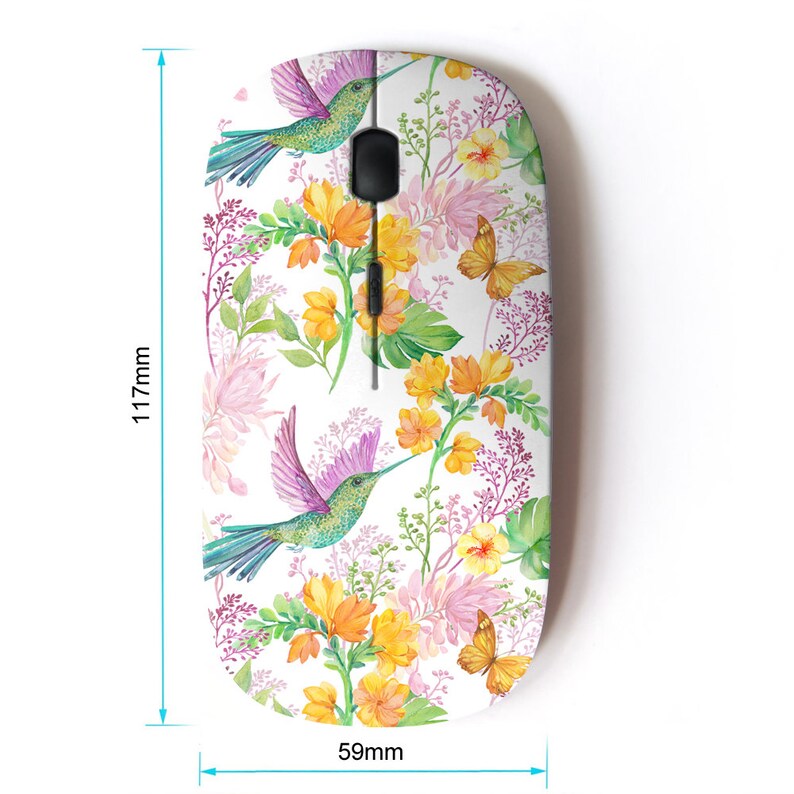 Hummingbird Mouse Floral Bird Hummingbird Pattern - Wireless Mouse, 2.4G Portable Optical ...