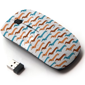 Lindos dachshunds multicolores en patrón de impresión: mouse inalámbrico, mouse óptico portátil 2.4G con receptor Nano USB para niños, niños.