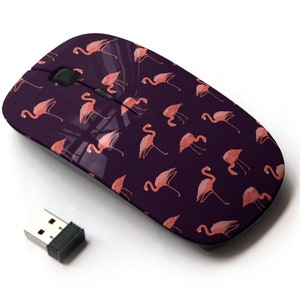Bird Flamingos Beautiful Icons Print - Ratón inalámbrico, ratón óptico portátil 2.4G con receptor Nano USB para niños, niños.