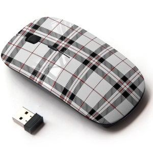 Whitered Black Tartan Plaid Scottish Pattern Print - Ratón inalámbrico, ratón óptico portátil 2.4G con receptor Nano USB para niños, niños.